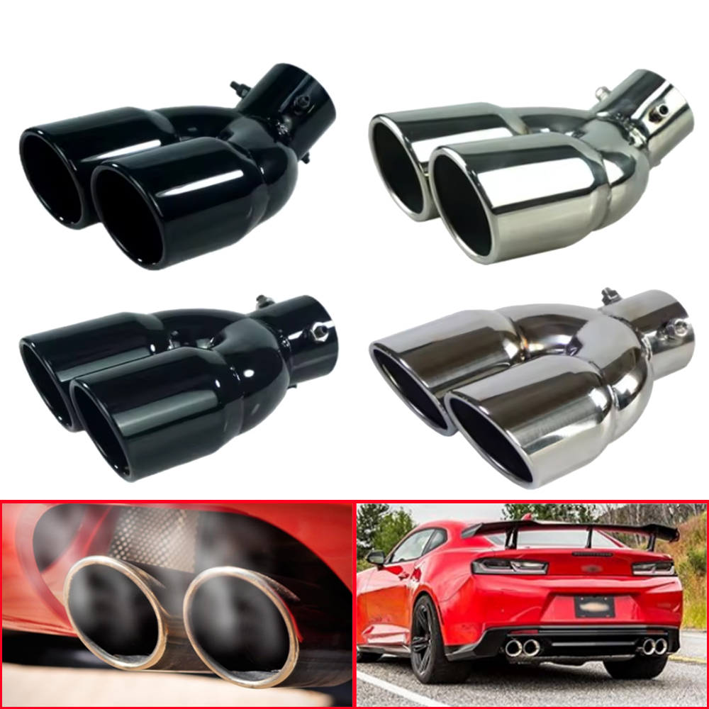 Exhaust Wrap Titanium - Universal 63mm Car Inlet Double-Barrel Rear